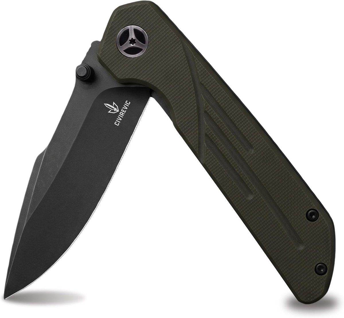CIVIREVIC folding knife with stonewashed blade and G10 handle